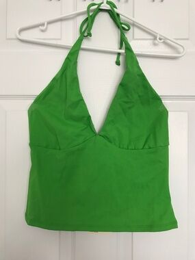 NWT ReMADE By UO Remnants Bodycon Tie-Strap Halter Top M Neon Green Cropped